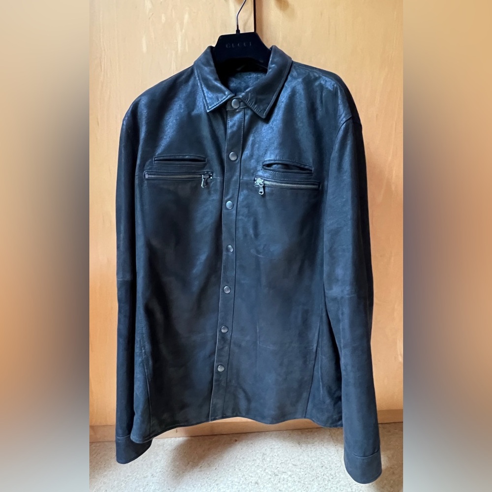 John Varvatos Leather Shirt Jacket Men’s Large